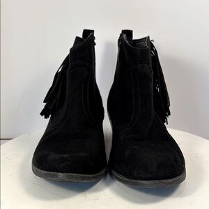 Faux Suede Fringe Booties Sz 6 Western Festival